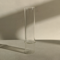 Cylindre en verre borosilicate à nervures verticales, résistant à la chaleur, transparent, pour arrangements floraux, eau, café, maison