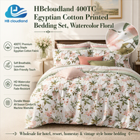 Ensemble de literie en coton égyptien imprimé Cloudland Premium respirant, durable, certifié OEKO-TEX, hypoallergénique, 400TC, pour hôtel et maison