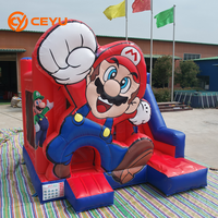 Château gonflable Ceyu en vinyle pour tout-petits, thème dessin animé, pour jeux en extérieur, avec toboggan sec et trampoline pour enfants