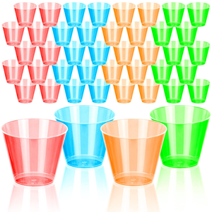 Verre à shot miniature en plastique de 1 oz avec couleur, design élégant pour mariage ou fête - Product Image 6