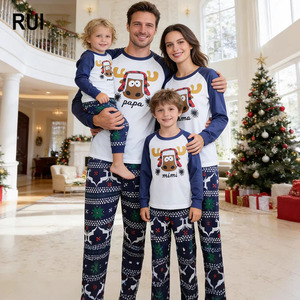 RUIQUWIN 2026 Winter Plus Size <b>Christmas</b> Matching Family Pajamas Set Deer Letter Print Elastic Waist <b>PJs</b> Adults <b>Kids</b> - Product Image 1