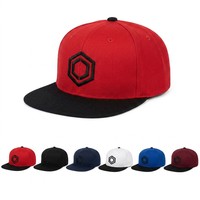 Casquette Snapback Personnalisée avec Logo OEM ODM, Broderie 3D, Faible MOQ, Détail Hexagonal, Couleurs Contrastées Rouge et Noir