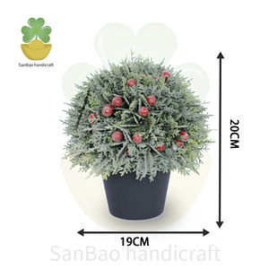 Plante artificielle de 20 cm en cèdre de Genève floqué avec baies <span class=keywords><strong>rouges</strong></span>, en pot, écologique, haute simulation, pour mariage, Thanksgiving, Noël - Product Image 2