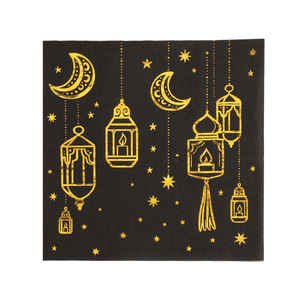 Ramadan Gold Foil Napkins Square Medium Size Disposable Party Tableware For Holiday Celebration - Product Image 5