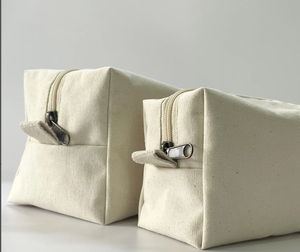 Doğal tuval erkek çantası Set çevre dostu fermuar makyaj çantaları Unisex seyahat organizatörleri - Product Image 5