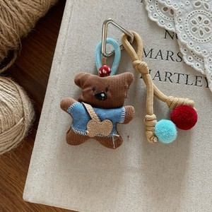 Porte-clés animal en peluche style Ins, mignon ours, lapin, chien, poupée pain, pendentif en corde nouée à la main avec pompon, breloque de sac polyvalente - Product Image 2