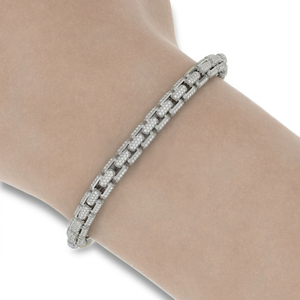 925 Sterling <b>Silver</b> Box Link Lab Grown Diamond Certified Iced-Out Hip-Hop Style Bracelet <b>for</b> <b>Men</b> & Women - Product Image 1