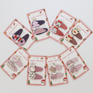 Árbol de Navidad hecho a mano muñeco de nieve cinta adornos lindo brillante respetuoso con el medio ambiente festivo pinzas para el cabello conjuntos para niños Año Nuevo - Product Image 2