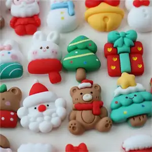 Bel gemerincing multi gaya tema Natal Cabochons pipih hiasan gantung Resin patch untuk membuat perhiasan gelang Deco