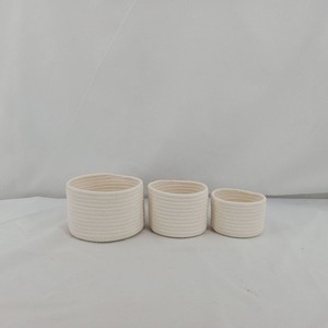 Ensemble de paniers de rangement en <span class=keywords><strong>corde</strong></span> de coton - Trois paniers de rangement de bureau de grande capacité pour articles divers, couleur unie, stock d'usine - Product Image 2