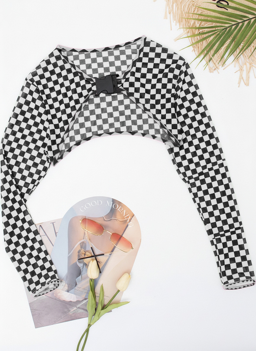 Blusa singola a quadri verdi e neri