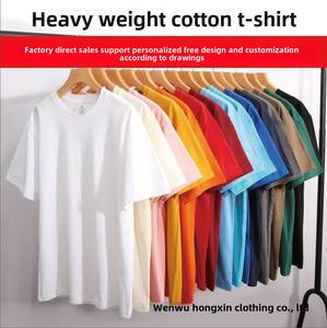 Maglietta a girocollo in cotone da 200gsm vestiti da lavoro larghi con motivo serigrafia logo personalizzato da uomo di grandi <span class=keywords><strong>dimensioni</strong></span> tinta unita - Product Image 2