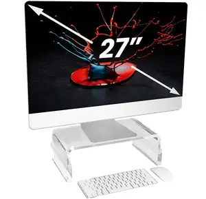 重型丙烯酸显示器支架光滑坚固透明显示器支架可提升至5.5英寸，配有电脑显示器提升器