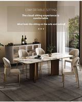 Chaises de salle à manger de luxe modernes et minimalistes de style nordique pour restaurant, hôtel et maison, avec dossier, revêtement en cuir et pieds en acier inoxydable