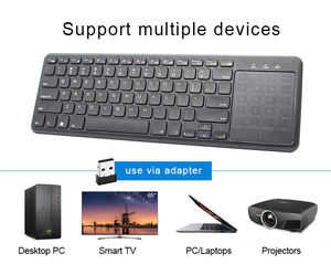 Clavier sans fil ultra-mince 2,4 GHz en ABS avec pavé tactile et pavé numérique pour ordinateur portable, Smart TV, HTPC, PC, tablette - Product Image 4