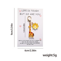 Porte-clés Girafe et Marguerite en Alliage de Zinc, Carte d'Encouragement Cartoon, Vente Flash Transfrontalière, Idéal pour Offrir