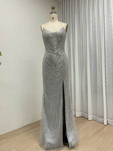 MB40430-2ファッショナブルな時代を超えて眩しいストラップレスイブニングドレスセクシーなハイスリットスパークルビーズ刺繍プロムバンケット用 - Product Image 6