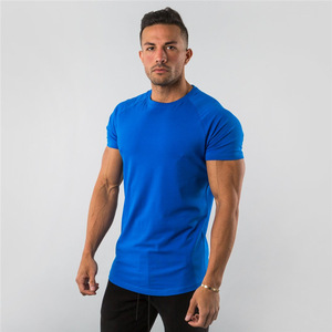 <span class=keywords><strong>T</strong></span>-Shirt da Uomo Tinta Unita 95% Cotone 5% Spandex Abbigliamento da Palestra e Fitness da Allenamento con Logo Privato Personalizzato - Product Image 6