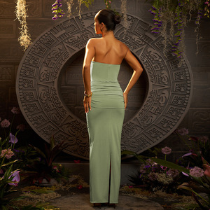 Vestido Largo sin Tirantes Estilo Europeo Americano, Corte Natural en la Cintura, Elegante, Color Sólido, Transpirable, para la Noche - Product Image 4