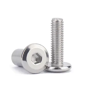 Stainless Steel M6 M8 M10 Bevel Edge Flat Head Hex Socket Furniture Insert Screws Joint Connector Bolts And Barrel Nuts