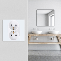En Stock: Enchufe Francés Doble Tipo E, Panel de Vidrio Moderno, Estándar Europeo, Enchufe Francés Doble, Blanco, Gris, Negro