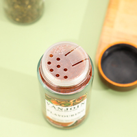 Bocal à Épices en Verre avec Couvercle en Bois, Trous de Saupoudrage, Récipient de Rangement pour Assaisonnement, Bouteille à Épices 50ml 95ml 120ml – Set Sel et Poivre