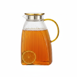 Caraffa in Vetro Borosilicato con Coperchio in Acciaio Inox, Antigoccia, per Frigorifero, per Bevande Calde e Fredde - Product Image 2