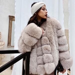 Giacche in vera <span class=keywords><strong>pelliccia</strong></span> di volpe invernale corta da donna di alta qualità Furry Thick Warm Custom Plus Size 5x Blue Fur Coat - Product Image 4