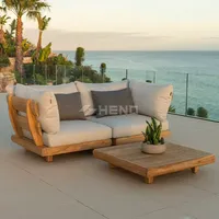 Canapé de jardin de luxe haut de gamme pour villa, mobilier de patio moderne en bois massif écologique, idéal pour hôtels et parcs - Prix avantageux