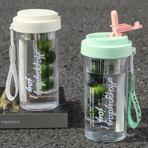 Summer Flower Tea Water Cups Promotional Gift High Quality Coffee <b>Straw</b> Cup Wholesale Portable Anti-Drop Plastic Water <b>Bottle</b> - Product Image 5