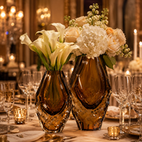 Ensemble de vases de table en cristal facetté faits à la main avec fonction hydroponique pour mariage et décoration intérieure
