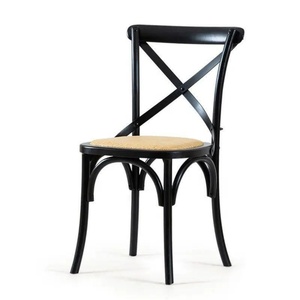 Chaise de salle à manger en bois massif de style américain avec dossier croisé, chaise d'extérieur pour mariage, chaise de cour pour mobilier de maison, idéale pour appartement - Product Image 1