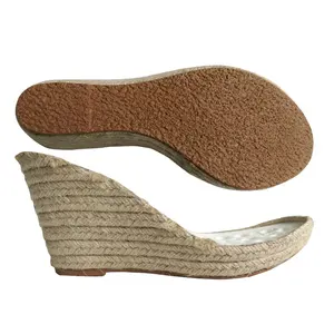 Semelle de sandale pour femme Semelles de chaussure pour femme Talon compensé Plate-forme PU Semelle de jute Été