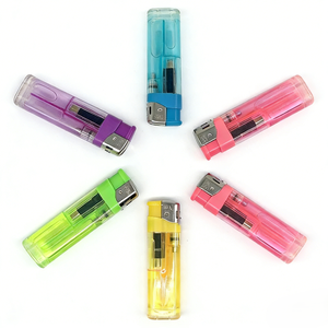Briquet électronique jetable moderne en plastique transparent, écologique et durable pour cigarettes - Cadeaux d'affaires - Product Image 1