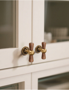 <b>Copper</b> Buff Wood Pull Handle for Antique-Style Cabinet <b>Doors</b> and Drawers Easy Installation Kitchen Use - Product Image 6
