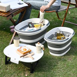 Cubo Geométrico de Plástico para <span class=keywords><strong>Picnic</strong></span> al Aire Libre con Soporte, Soporte Plegable para Teléfono Móvil, Contenedor de Almacenamiento y Organización de Ropa Sucia - Product Image 5