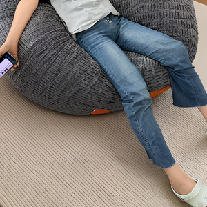Gray Plush <b>Bean</b> <b>Bag</b> <b>Chair</b> Round Lounge Seat Floor Sofa for Bedroom Living Room Reading Relaxing - Product Image 5