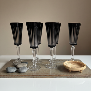 Flûtes à <span class=keywords><strong>champagne</strong></span> <span class=keywords><strong>en</strong></span> <span class=keywords><strong>cristal</strong></span> à bord noir et coupe verticale, verres à vin à pied rayés vintage, gobelets pour mariage et fête - Product Image 5