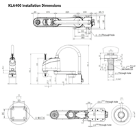 Robot SCARA 4 axes, charge utile de 3 kg, portée de 400 mm, haute vitesse pour l'assemblage, la manutention et les tests KLA400-3N