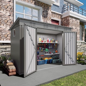 Caseta de Almacenamiento para Jardín de Acero Galvanizado Gris de 10 x 8 Pies, Impermeable, con Recubrimiento en Polvo, Ecológica, con Techo a Dos Aguas y Puerta Doble - Product Image 6