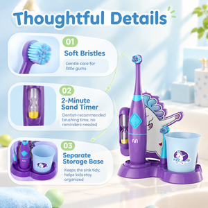 Brosse à dents électrique oscillante pour enfants, best-seller, à poils souples, portable, avec gobelet de rangement pour enfants - Product Image 4