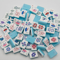 Jeu de tuiles de Mahjong américain avec 160 tuiles en acrylique motif Tigre - Bleu Bambird de luxe et Lotus blanc, Ensemble de Mahjong Premium Boutique