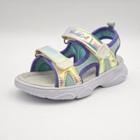 Sandales d'été décontractées pour filles à bout ouvert, irisées violet/vert, en maille respirante avec fermeture auto-agrippante, antidérapantes, pour la plage