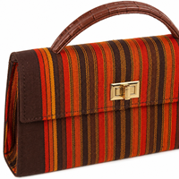 Sac à main Ozoza Designer personnalisable, écologique, à rayures, avec poignée, en cuir vegan effet croco multicolore pour femmes