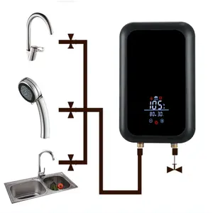 Pemanas air elektrik instan 220V 6000W, pemanas air pancuran panas elektrik instan untuk dapur kamar mandi rumah tangga