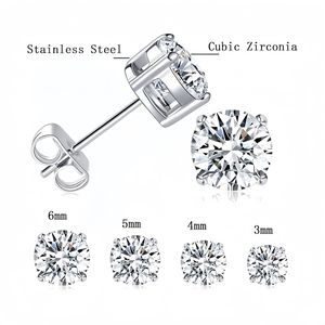 Boucles d'oreilles clous tendance 0.8*11*3MM 0.8*11*4MM 0.8*11*5MM 0.8*11*6MM en acier inoxydable serties griffes, bijoux de fête - Product Image 2