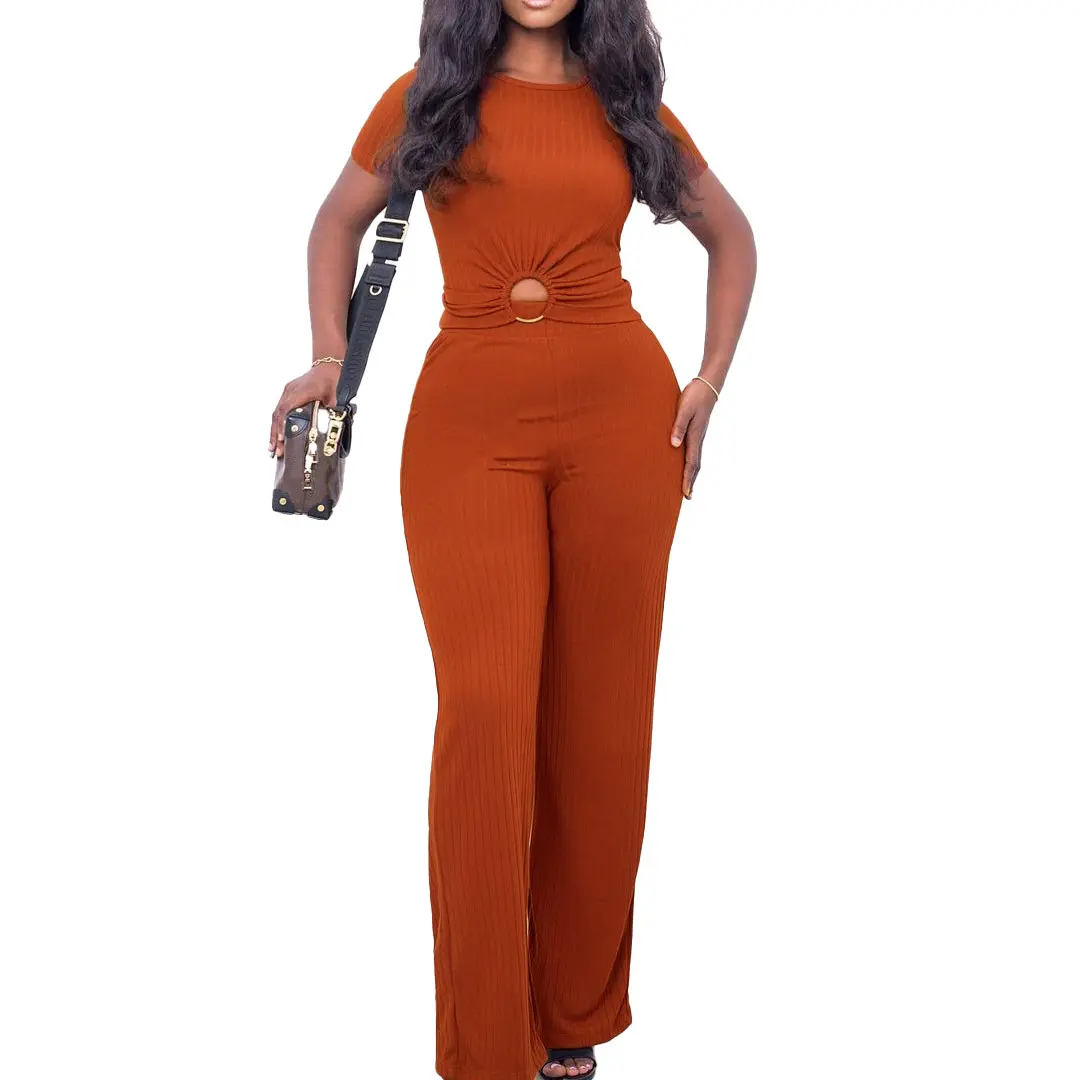 2023 two piece blank casual set women's summer sets ladies crop top tracksuit custom wholesale ribbed women 2 piece set clothing
