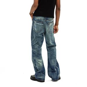 Wholesale Blue Baggy <b>Flared</b> <b>Jeans</b> for Men Dirty Wash Slim Fit <b>Vintage</b> Denim Pants Trousers Streetwear Men's <b>Jeans</b> - Product Image 3