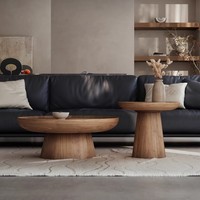Table basse ronde en bois massif de style Wabi-Sabi, salon, maison, petit appartement, design artistique créatif, haut de gamme, moderne