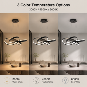 Modern Metal Chandelier 69W Led Tricolor Adjustable Height Pendant For Dining Room Living Room Indoor Home Decor - Product Image 4